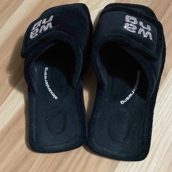 ALEXANDER WANG Lana Padded Velour Logo Slippers 6US - Picture 5 of 7